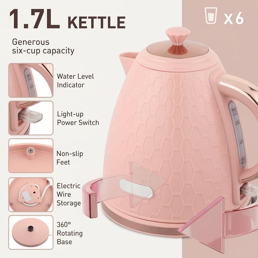 Kettle & Toaster Set - Premium Electric Kettle and 4-Slice Toaster
