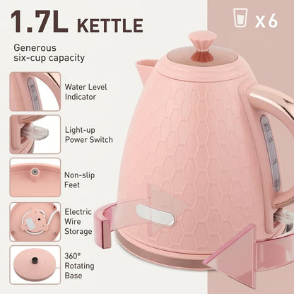 Kettle & Toaster Set - Premium Electric Kettle and 4-Slice Toaster