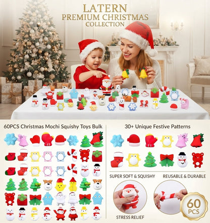 60 Pcs Christmas Mochi Squishies Party Favors