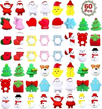 60 Pcs Christmas Mochi Squishies Party Favors