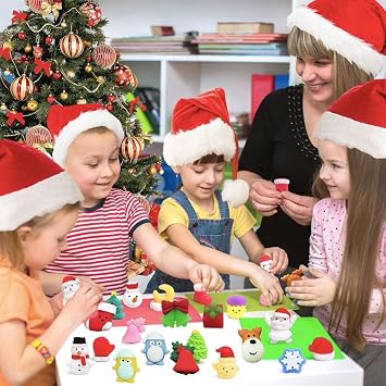 60 Pcs Christmas Mochi Squishies Party Favors